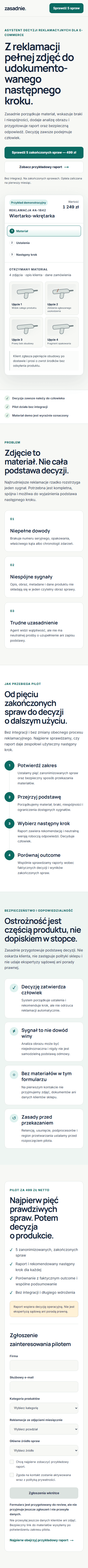 Mobilny widok produktu Zasadnie na syntetycznej sprawie demonstracyjnej.